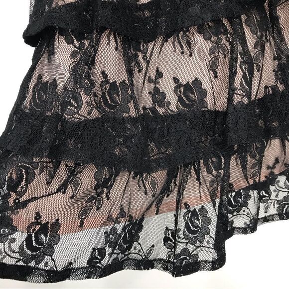 Twenty One 2000's Black Lace Romantic Ruffle Bustier Camisole Retro Tank Blouse - Picture 6 of 16